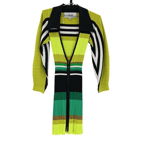 Christopher John Rogers Green Nylon Deep V-Neck Polo Mini Dress Size XS - Picture 2 of 4